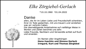 Traueranzeige von Elke Zörgiebel-Gerlach von vrm-trauer Odenwälder Echo