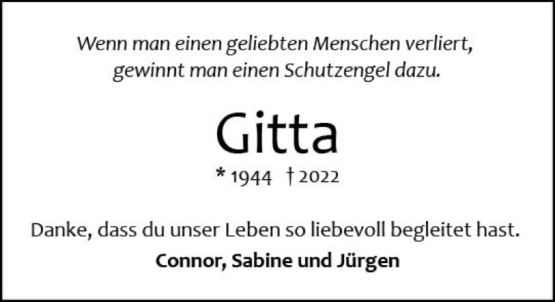  Traueranzeige für Gitta  vom 13.04.2022 aus vrm-trauer Odenwälder Echo