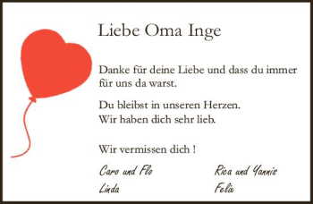 Traueranzeige von Inge  von vrm-trauer Darmstädter Echo