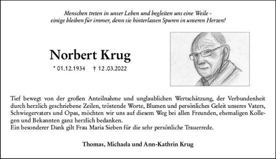 Traueranzeige von Norbert Krug von vrm-trauer AZ Mainz