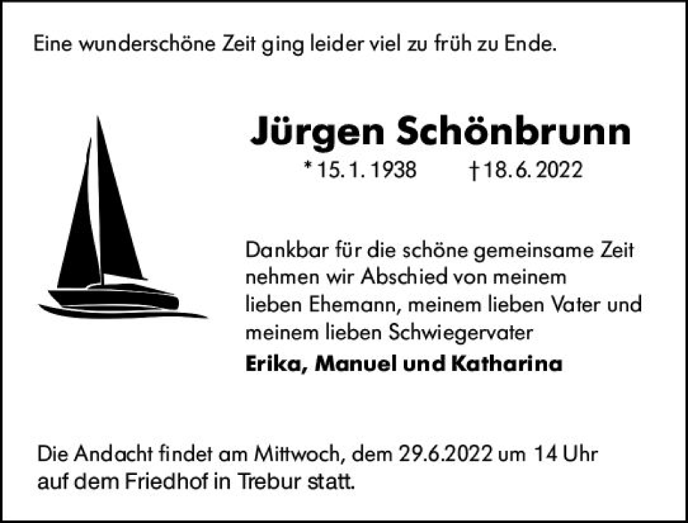  Traueranzeige für Jürgen Schönbrunn vom 25.06.2022 aus vrm-trauer Groß-Gerauer Echo