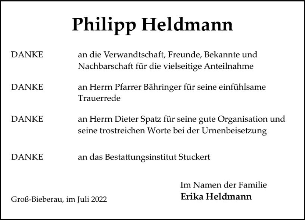  Traueranzeige für Philipp Heldmann vom 23.07.2022 aus vrm-trauer Darmstädter Echo