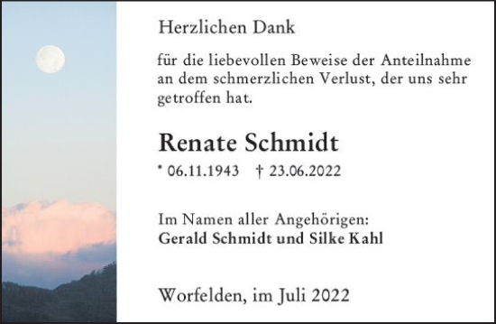 Traueranzeige von Renate Schmidt von vrm-trauer Groß-Gerauer Echo