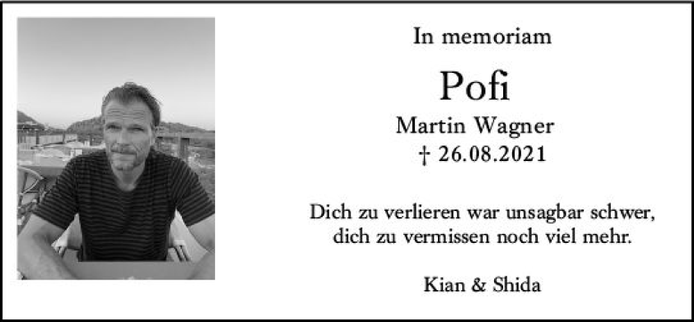 Traueranzeige für Martin Wagner vom 27.08.2022 aus vrm-trauer Darmstädter Echo
