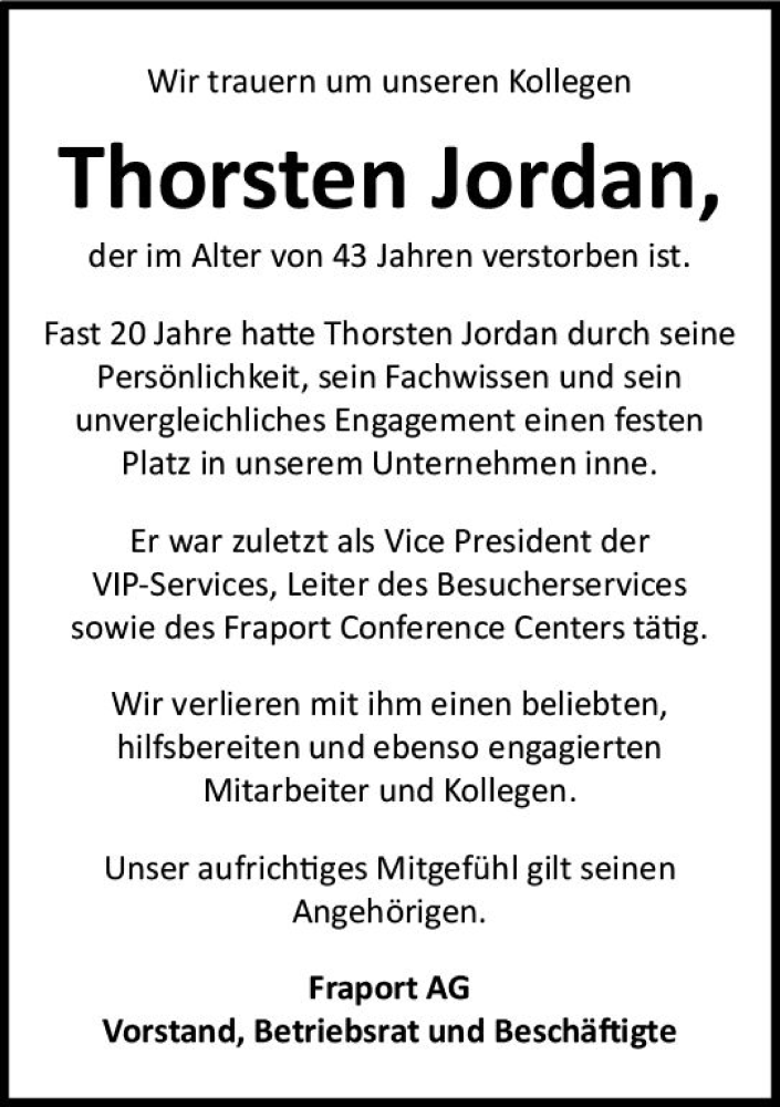 Traueranzeige für Thorsten Jordan vom 27.08.2022 aus vrm-trauer Wiesbadener Kurier
