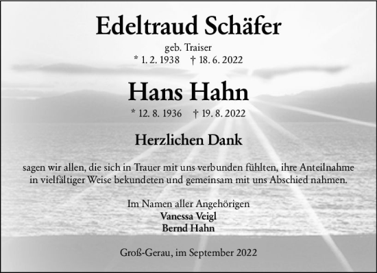 Traueranzeige von Hans Hahn von vrm-trauer Groß-Gerauer Echo