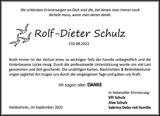 Traueranzeige von Rolf-Dieter Schulz von vrm-trauer AZ Mainz