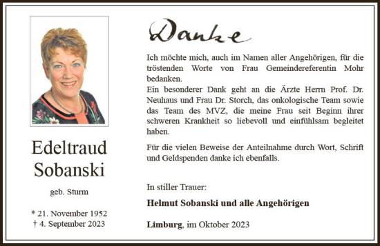 Traueranzeige von Edeltraud Sobanski von Nassauische Neue Presse