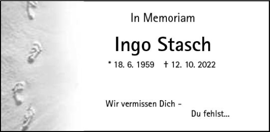Traueranzeige von Ingo Stasch von Wetzlarer Neue Zeitung