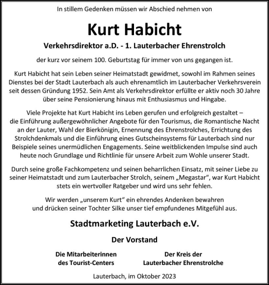 Traueranzeige von Kurt Habicht von VRM Trauer