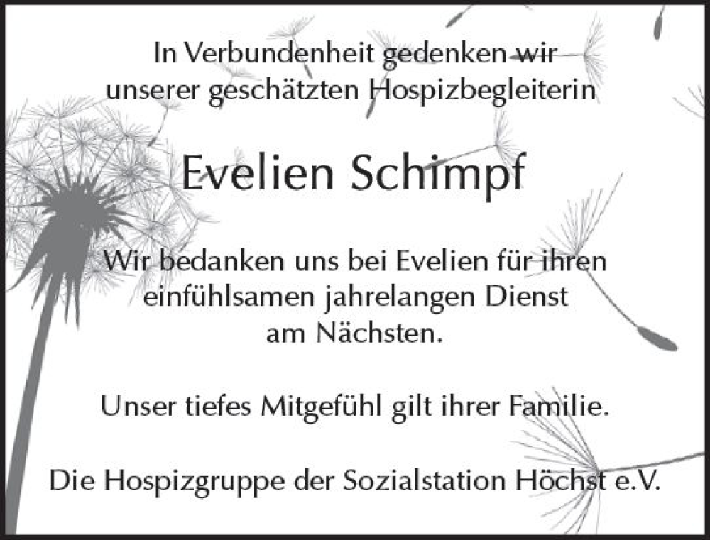  Traueranzeige für Evelien Schimpf vom 25.11.2023 aus Odenwälder Echo