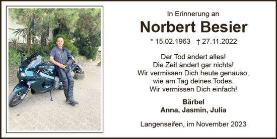 Traueranzeige von Norbert Besier von Idsteiner Land/Untertaunus