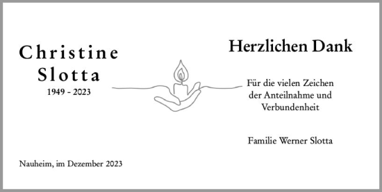 Traueranzeige von Christine Slotta von Rüsselsheimer Echo