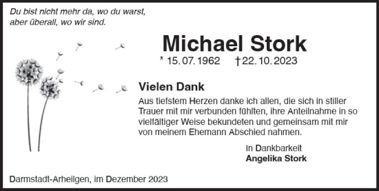 Traueranzeige von Michael Stark von Darmstädter Echo