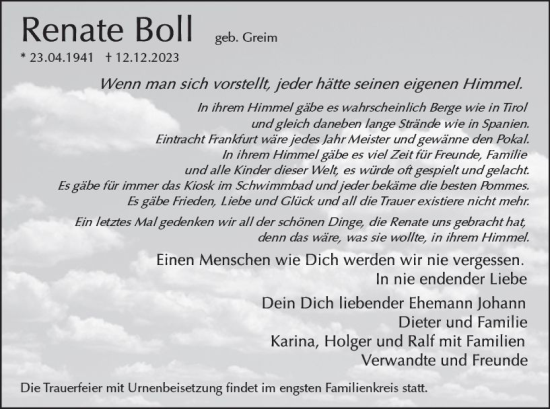 Traueranzeige von Renate Boll von Odenwälder Echo