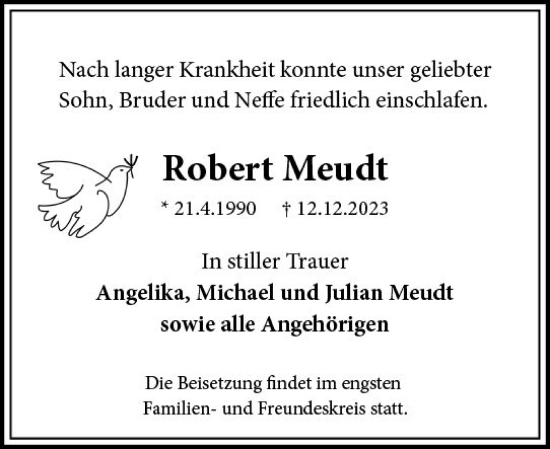Traueranzeige von Robert Meudt von Wiesbadener Kurier
