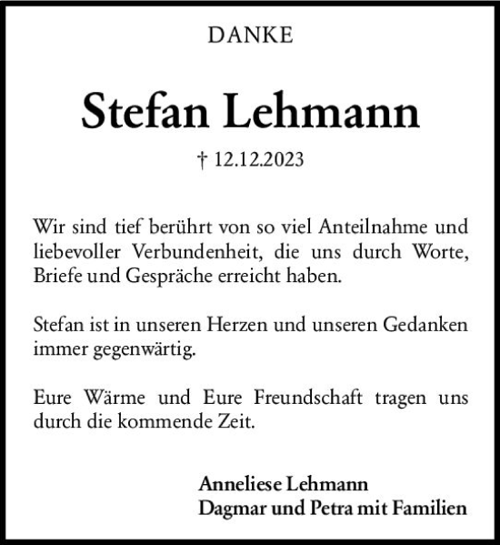 Traueranzeige von Stefan Lehmann von Darmstädter Echo
