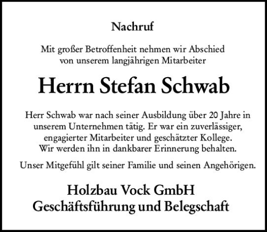 Traueranzeige von Stefan Schwab von Starkenburger Echo