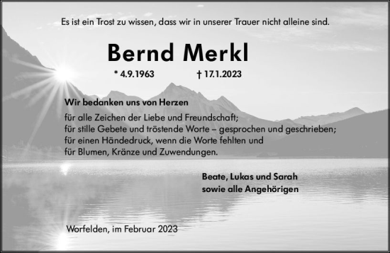 Traueranzeige von Bernd Merkl von Groß-Gerauer Echo