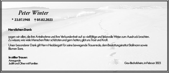 Traueranzeige von Peter Winter von Allgemeine Zeitung Mainz