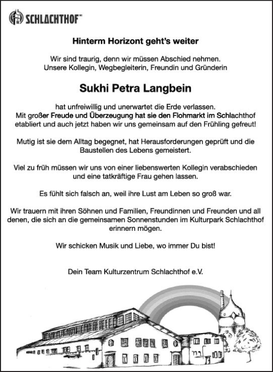 Traueranzeige von Petra Langbein von Wiesbadener Kurier