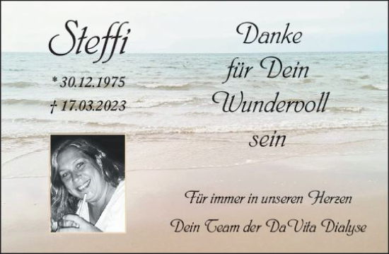 Traueranzeige von Steffi Hecker-Kunz von Dill Block