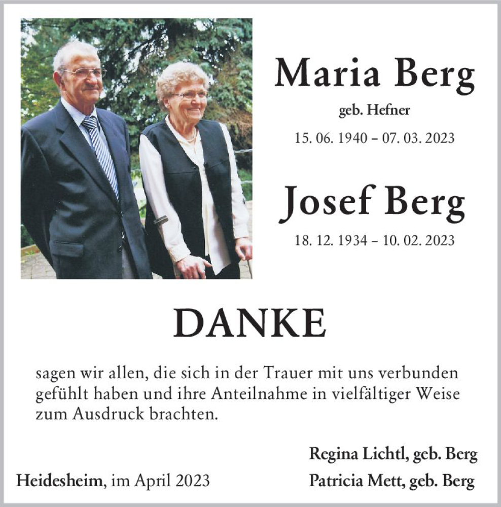  Traueranzeige für Josef Berg vom 15.04.2023 aus Allgemeine Zeitung Bingen/Ingelheim