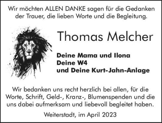 Traueranzeige von Thomas Melcher von Darmstädter Echo