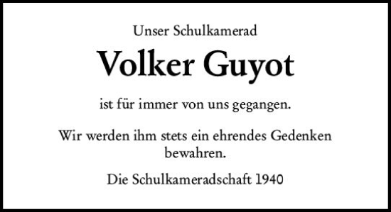 Traueranzeige von Volker Guyot von Groß-Gerauer Echo
