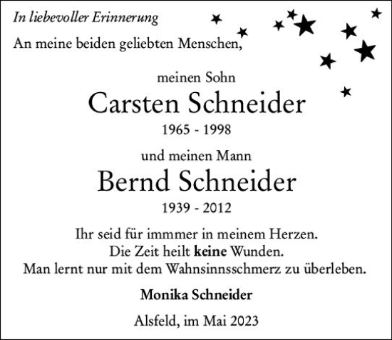 Traueranzeige von Carsten Schneider von VRM Trauer