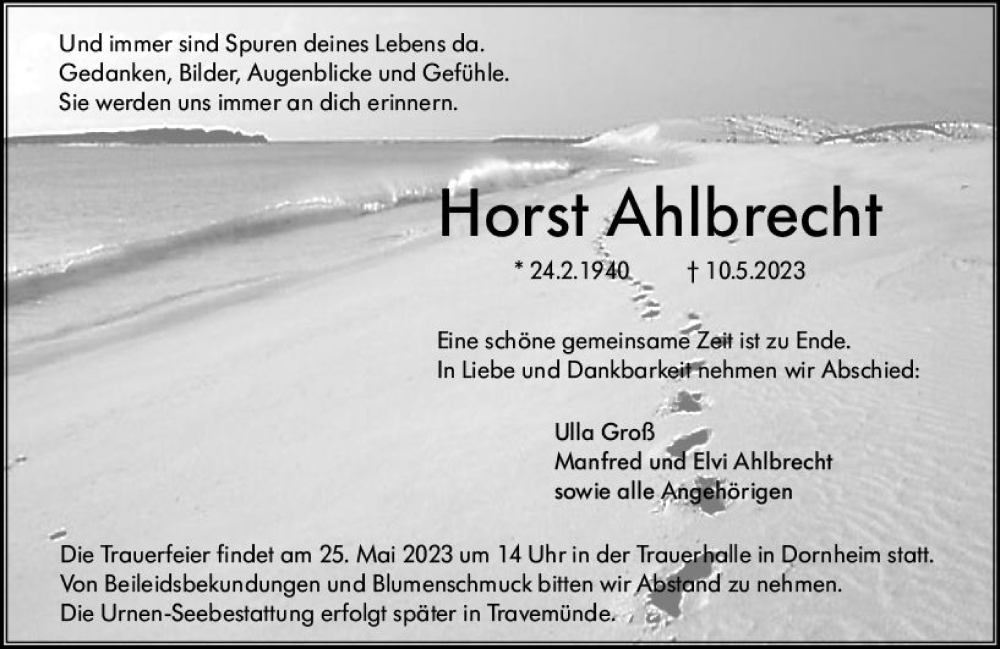 Traueranzeige für Horst Ahlbrecht vom 17.05.2023 aus Groß-Gerauer Echo