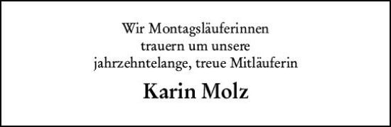 Traueranzeige von Karin Molz von Groß-Gerauer Echo