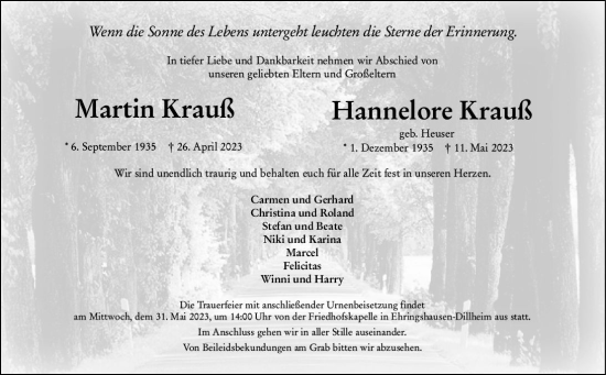 Traueranzeige von Martin Krauß von Wetzlarer Neue Zeitung