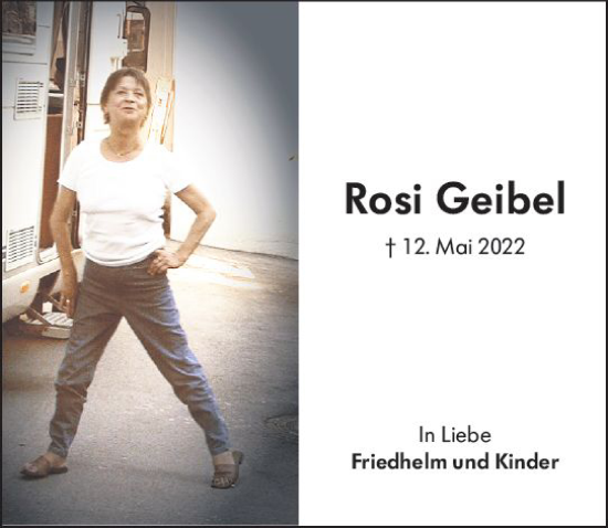 Traueranzeige von Rosi Geibel von Darmstädter Echo