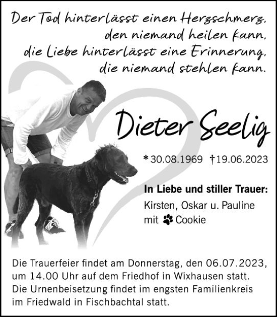 Traueranzeige von Dieter Seelig von Darmstädter Echo