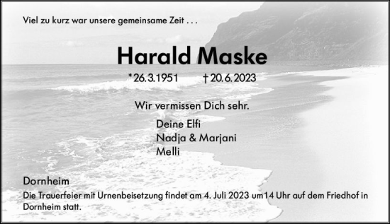 Traueranzeige von Harald Maske von Groß-Gerauer Echo