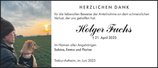 Traueranzeige von Holger Fuchs von Rüsselsheimer Echo