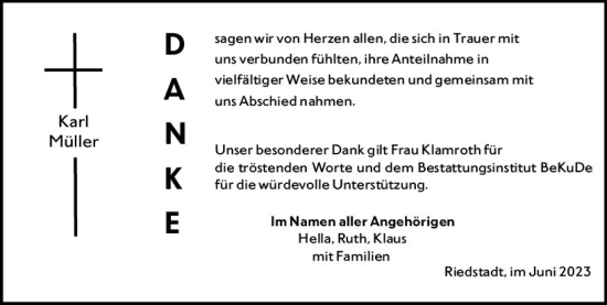 Traueranzeige von Karl Müller von Groß-Gerauer Echo