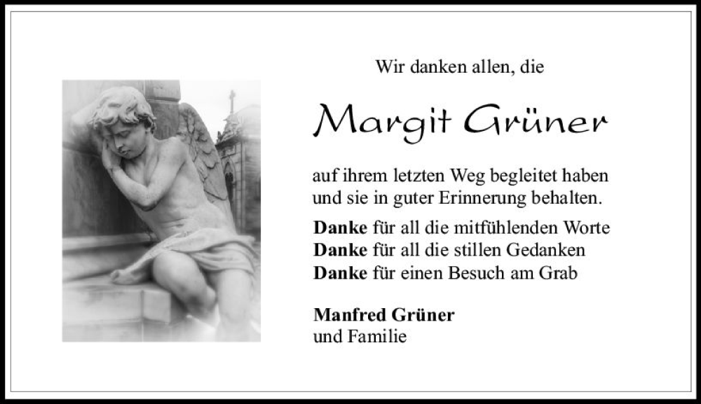  Traueranzeige für Margit Grüner vom 22.07.2023 aus VRM Trauer
