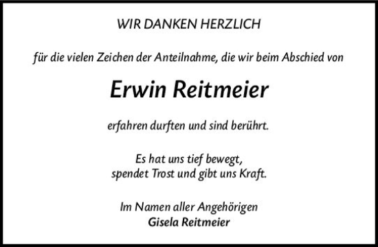 Traueranzeige von Erwin Reitmeier von Darmstädter Echo