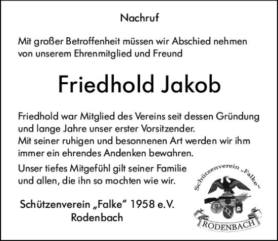 Traueranzeige von Friedhold Jakob von Dill Block