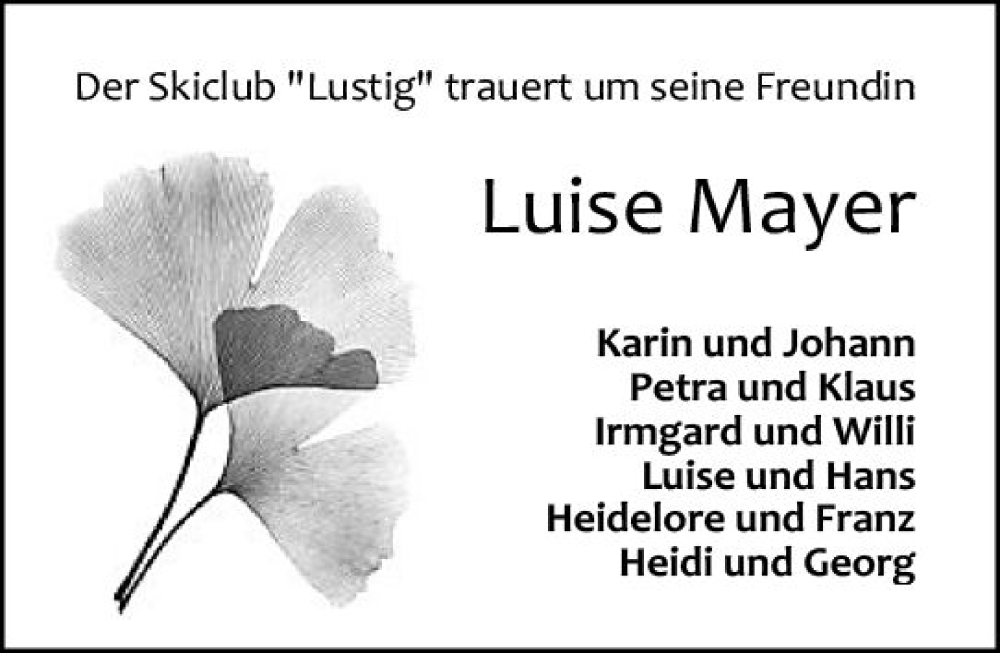 Traueranzeige für Luise Mayer vom 20.01.2024 aus Odenwälder Echo