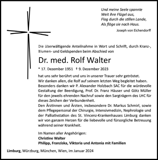 Traueranzeige von Rolf Walter von Nassauische Neue Presse