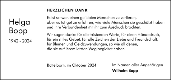 Traueranzeige von Helga Bopp von Groß-Gerauer Echo