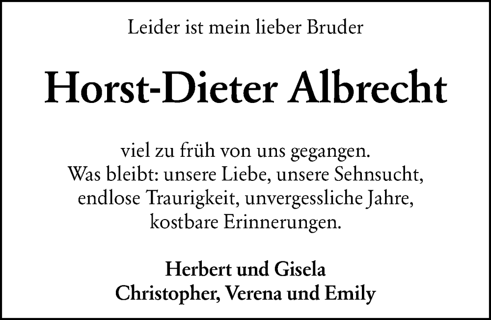  Traueranzeige für Horst-Dieter Albrecht vom 05.10.2024 aus Groß-Gerauer Echo