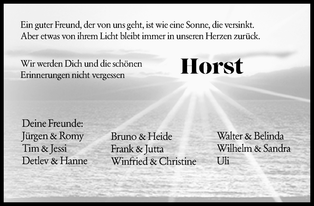  Traueranzeige für Horst Schultze vom 12.10.2024 aus Darmstädter Echo