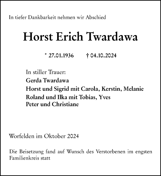 Traueranzeige von Horst Erich Twardawa von Groß-Gerauer Echo