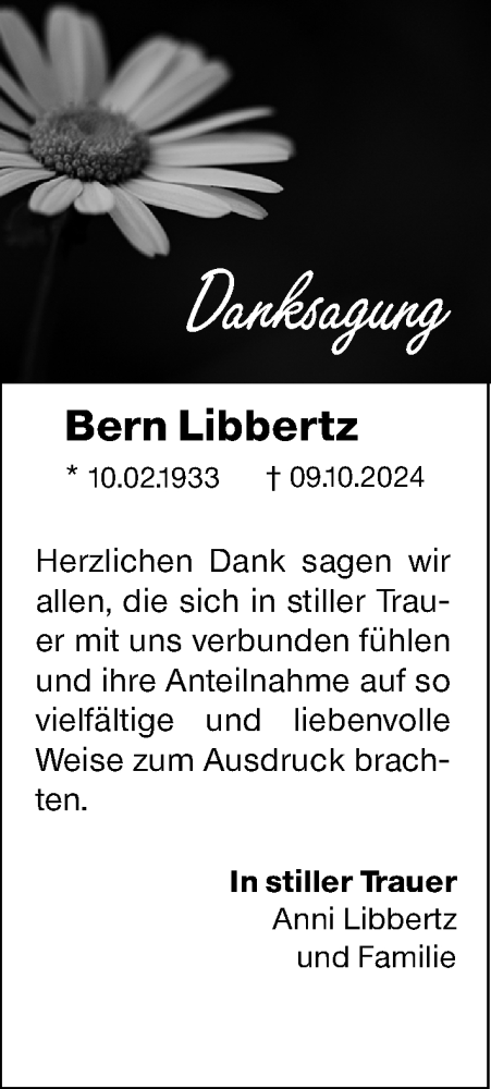 Traueranzeige von Bern Libbertz von Hinterländer Anzeiger