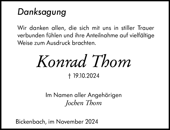 Traueranzeige von Konrad Thom von Darmstädter Echo