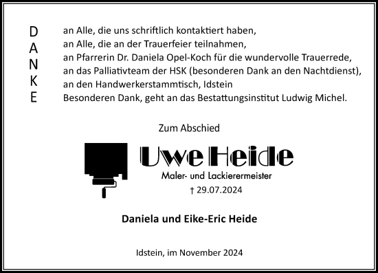 Traueranzeige von Uwe Heide von Idsteiner Land/Untertaunus